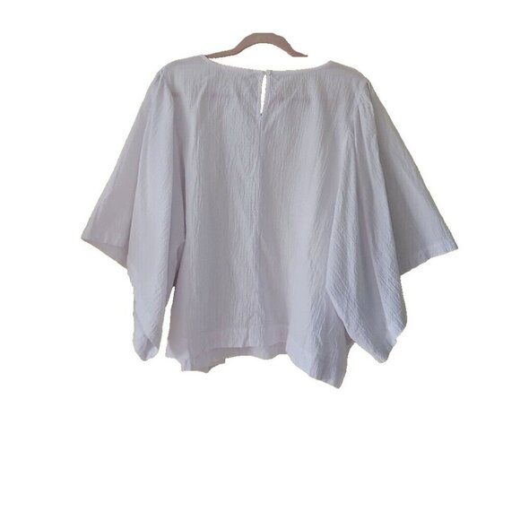 Levi's Blouse Womens 3X White Seersucker Boxy 3/4 Sleeve Slouchy Button Oversize - Picture 2 of 16